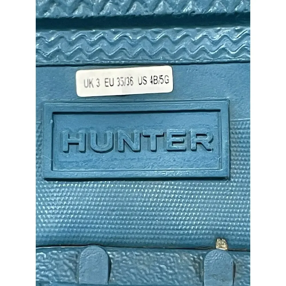 Hunter 4B/5G Youth Kids Classic Turquoise Tall Rain Boots Rubber Waterproof
